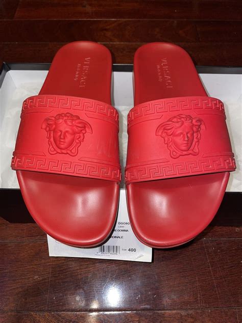 red versace slides replica|versace virtus slides.